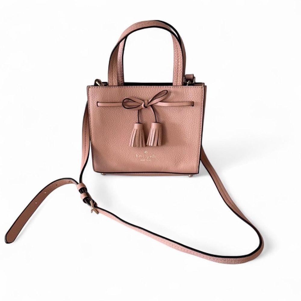 kate spade Blush Pink Pebbled Leather Crossbody Satchel with Tassels